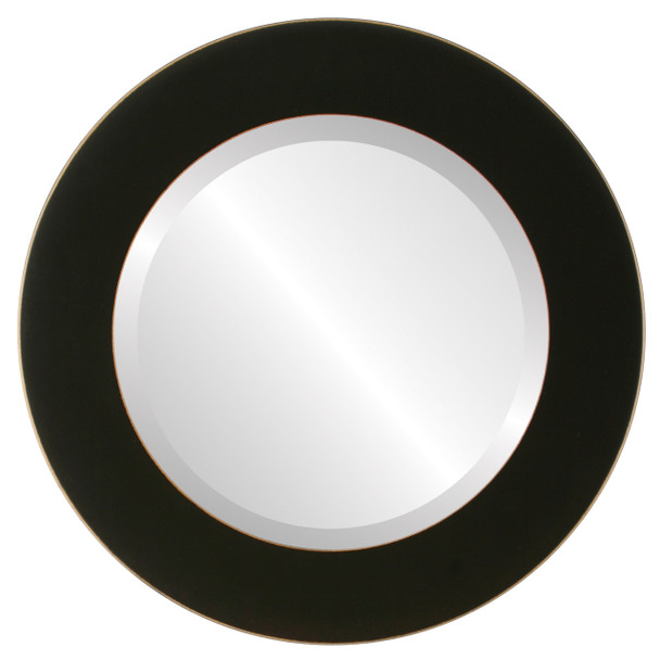 Cafe Beveled Round Mirror Frame in Rubbed Black