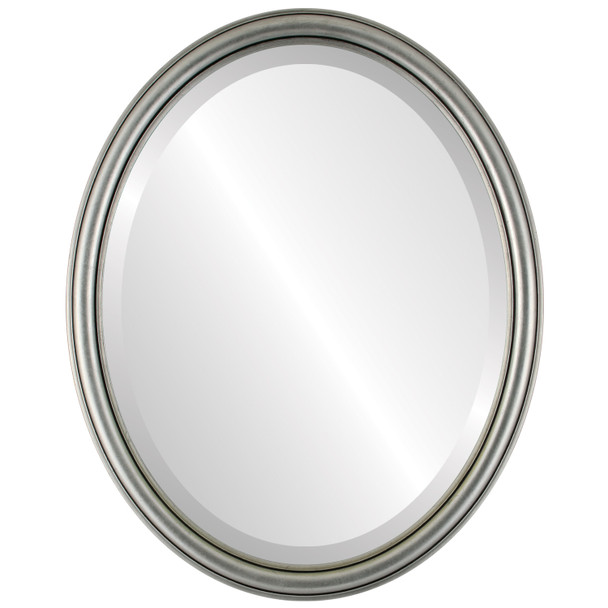 Saratoga Beveled Oval Mirror Frame in Silver Leaf with Black Antique