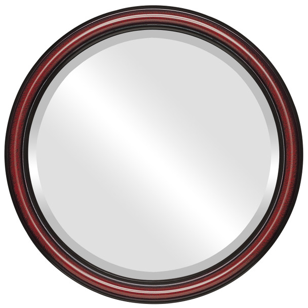 Saratoga Beveled Round Mirror Frame in Vintage Cherry