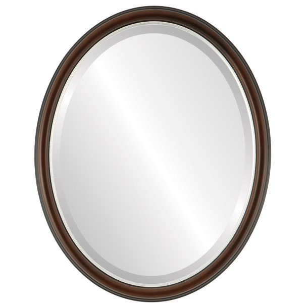 Hamilton Beveled Oval Mirror Frame in Walnut with Silver Lip