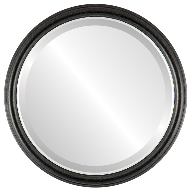 Hamilton Beveled Round Mirror Frame in Black Silver with Silver Lip