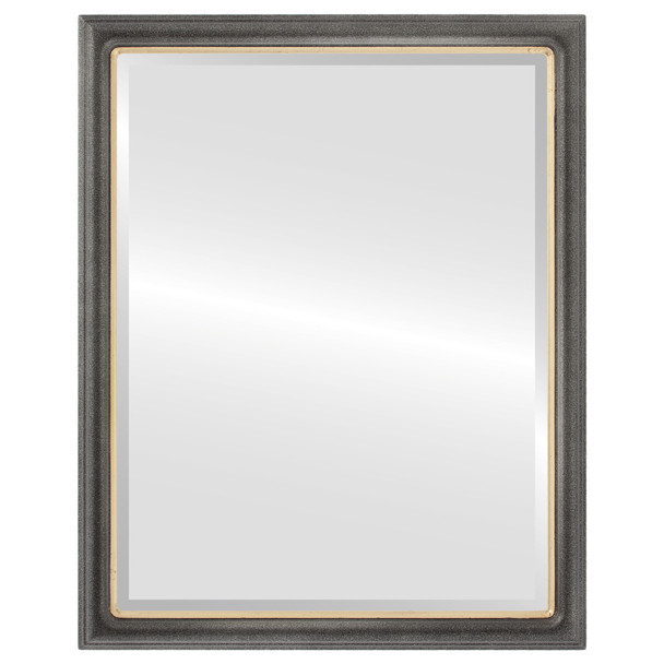 Hamilton Beveled Rectangle Mirror Frame in Black Silver with Gold Lip