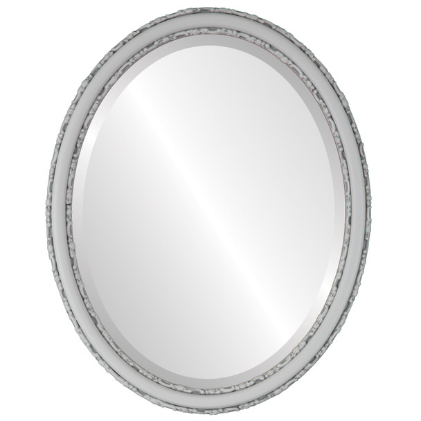 Virginia Beveled Oval Mirror Frame in Linen White