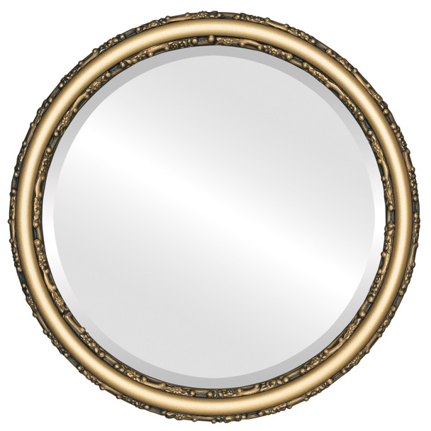 Virginia Beveled Round Mirror Frame in Desert Gold