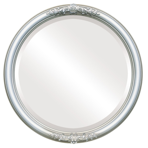 Contessa Beveled Round Mirror Frame in Silver Shade