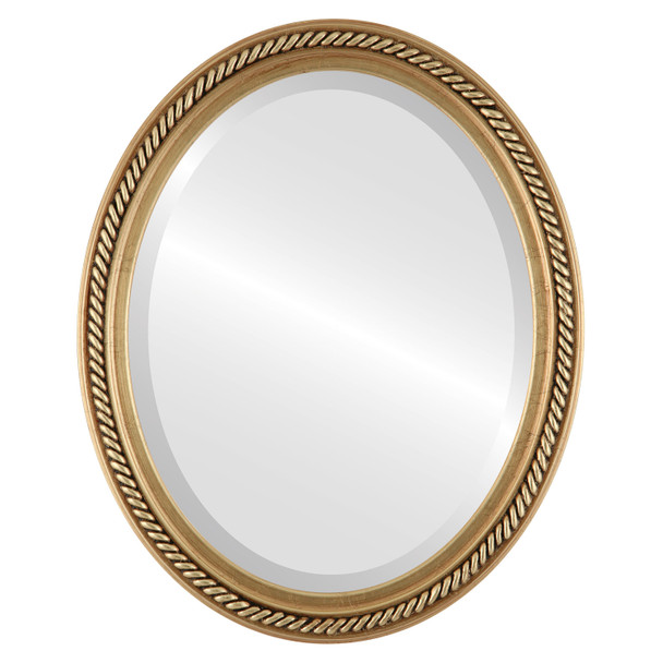 Santa-Fe Beveled Oval Mirror Frame in Antique Gold Leaf