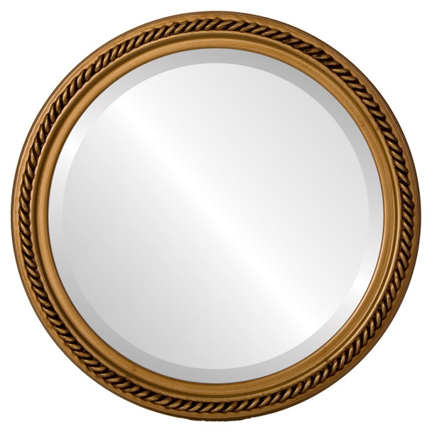 Santa-Fe Beveled Round Mirror Frame in Gold Paint