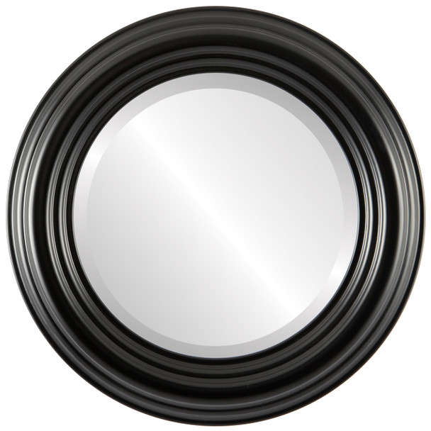 Regalia Beveled Round Mirror Frame in Matte Black