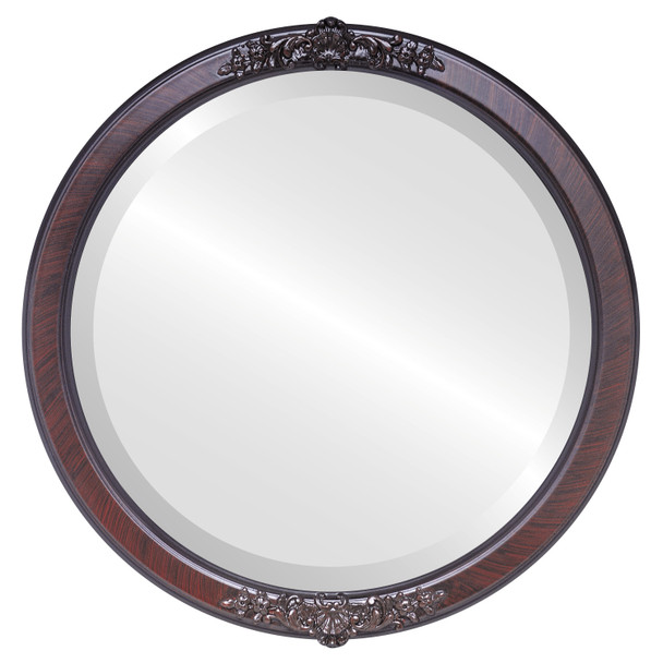 Athena Beveled Round Mirror Frame in Vintage Cherry