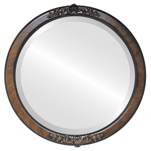 Athena Beveled Round Mirror Frame in Vintage Walnut