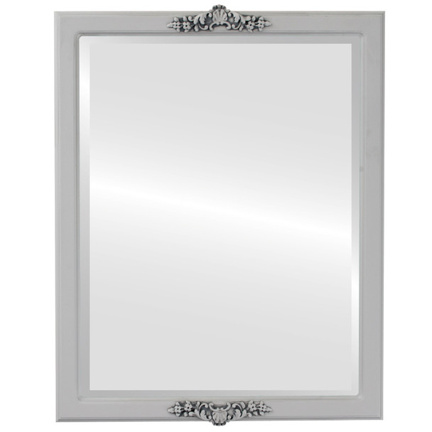Athena Beveled Rectangle Mirror Frame in Linen White