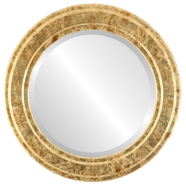 Wright Beveled Round Mirror Frame in Champagne Gold