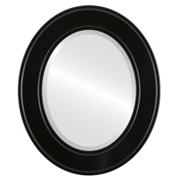 Montreal Beveled Oval Mirror Frame in Gloss Black