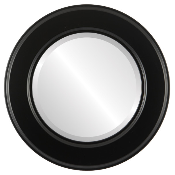 Montreal Beveled Round Mirror Frame in Gloss Black