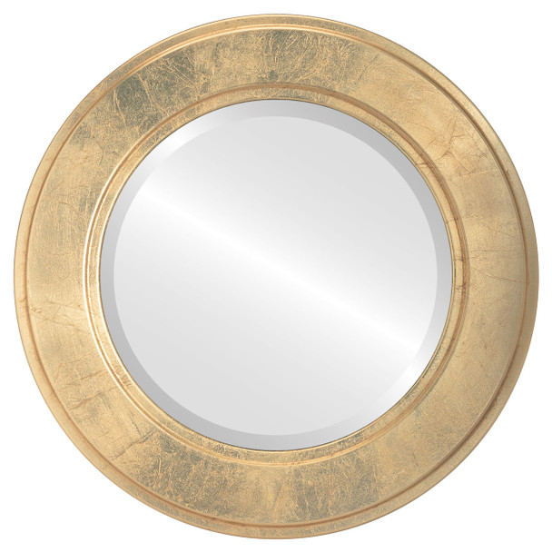 Montreal Beveled Round Mirror Frame in Gold Leaf