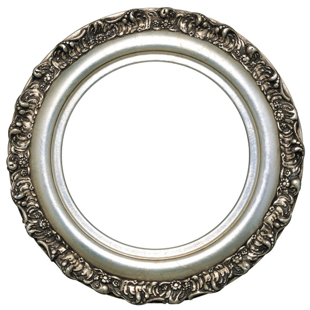 Venice Round Frame # 454 - Silver Leaf with Brown Antique