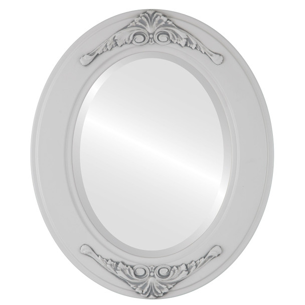 Ramino Beveled Oval Mirror Frame in Linen White