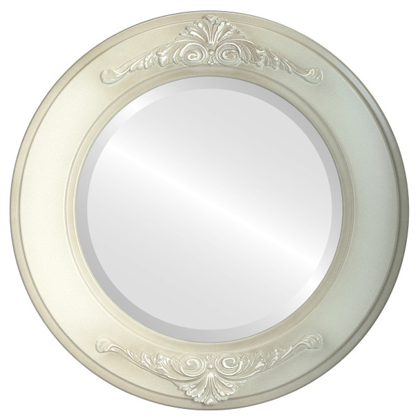 Ramino Beveled Round Mirror Frame in Taupe