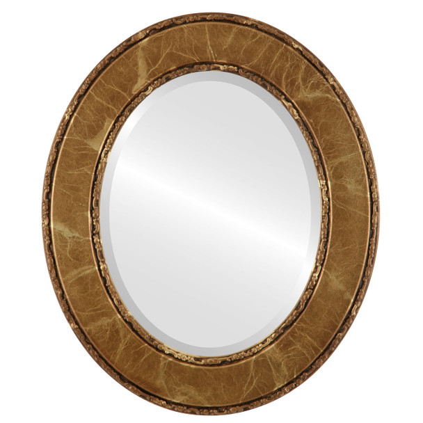 Paris Beveled Oval Mirror Frame in Champagne Gold