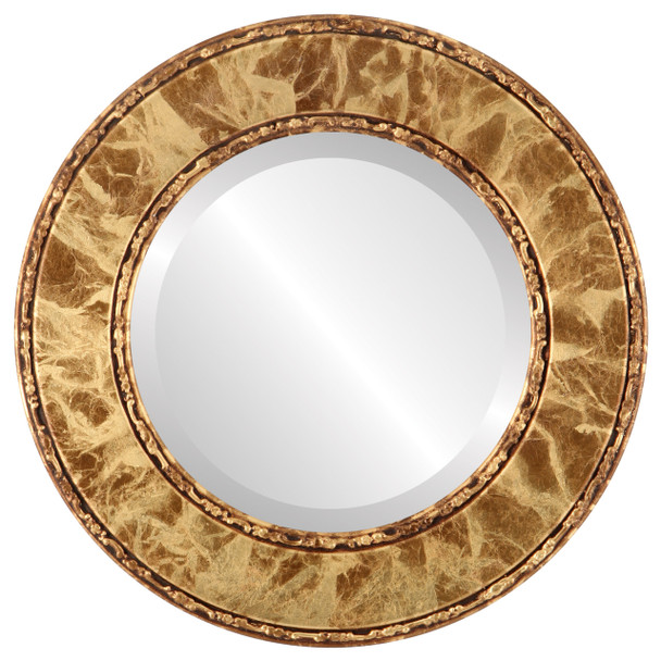 Paris Beveled Round Mirror Frame in Champagne Gold