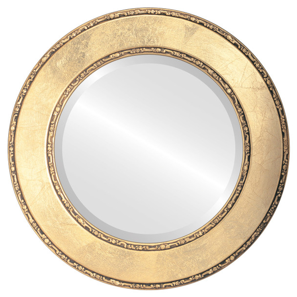 Paris Beveled Round Mirror Frame in Gold Leaf