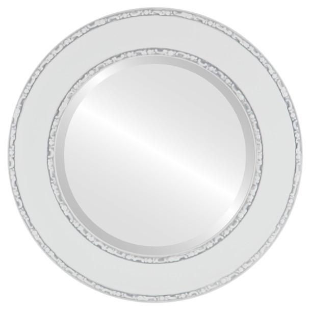 Paris Beveled Round Mirror Frame in Linen White