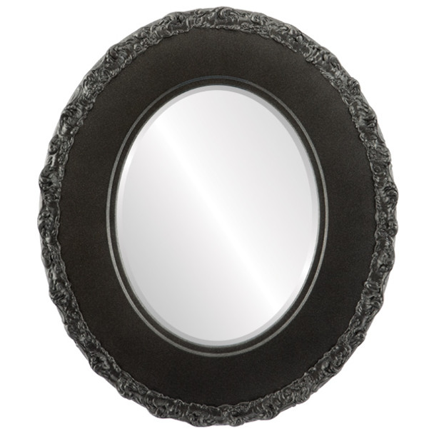 Williamsburg Beveled Oval Mirror Frame in Black Silver