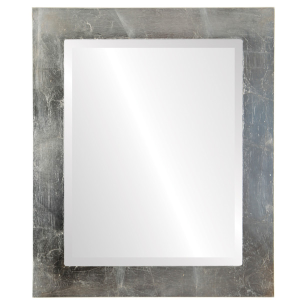 Soho Beveled Rectangle Mirror Frame in Silver Leaf with Brown Antique