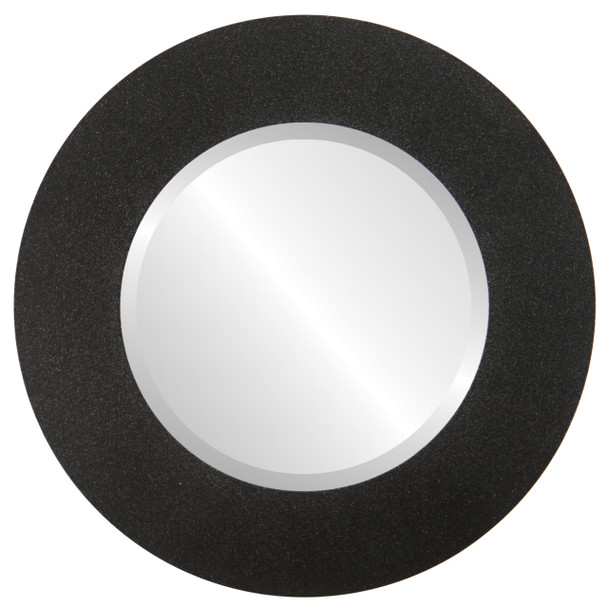 Ashland Beveled Round Mirror Frame in Black Silver