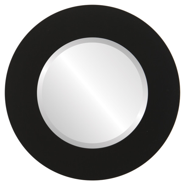 Ashland Beveled Round Mirror Frame in Matte Black