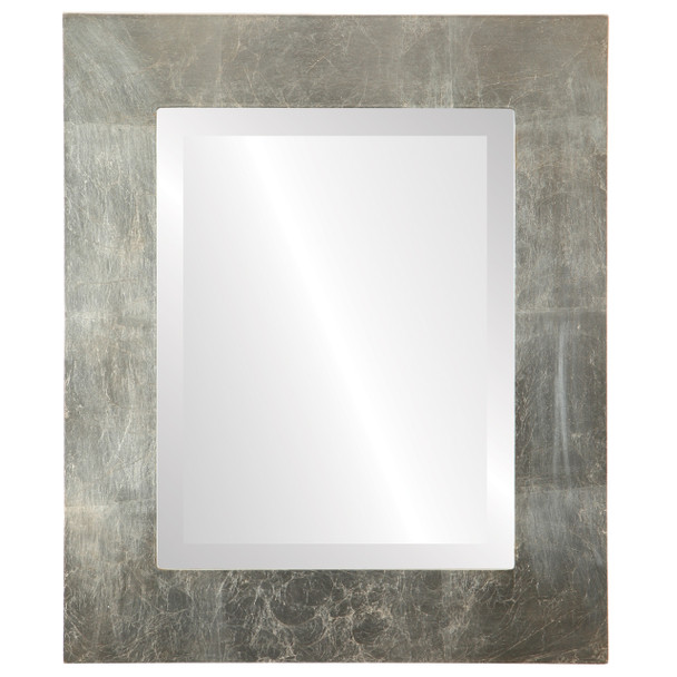 Ashland Beveled Rectangle Mirror Frame in Silver Leaf with Brown Antique