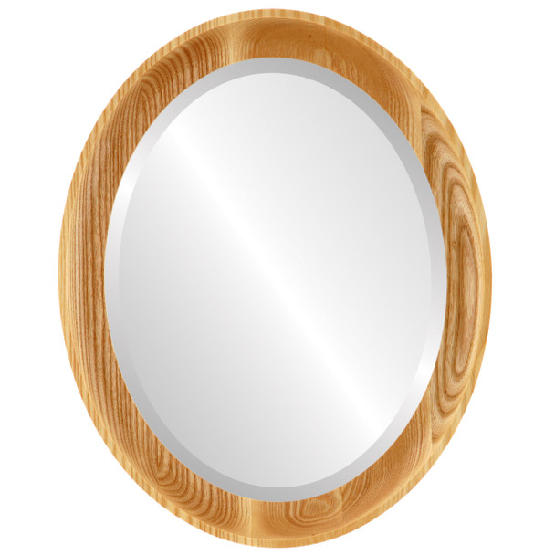 Vancouver Beveled Oval Mirror Frame in Honey Oak