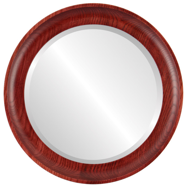 Vancouver Beveled Round Mirror Frame in Rosewood