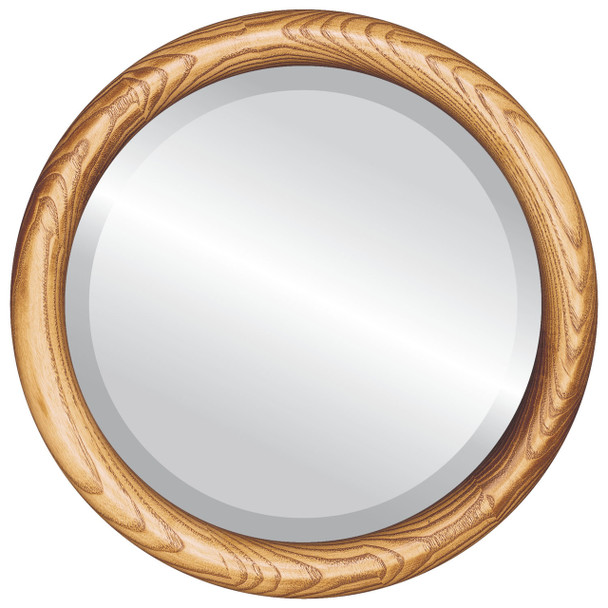 Sydney Beveled Round Mirror Frame in Carmel