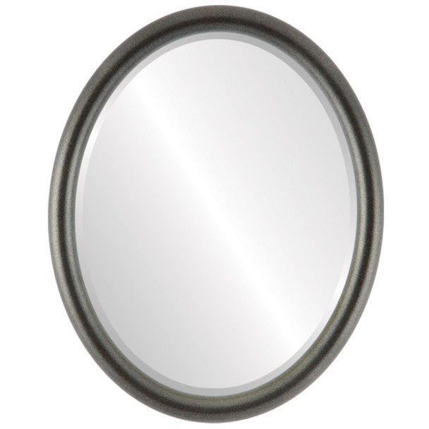 Pasadena Bevelled Oval Mirror Frame in Black Silver