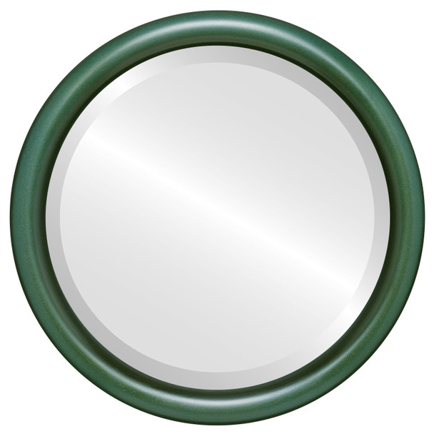 Pasadena Beveled Round Mirror Frame in Hunter Green