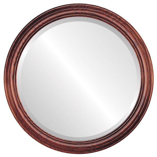 Melbourne Beveled Round Mirror Frame in Rosewood