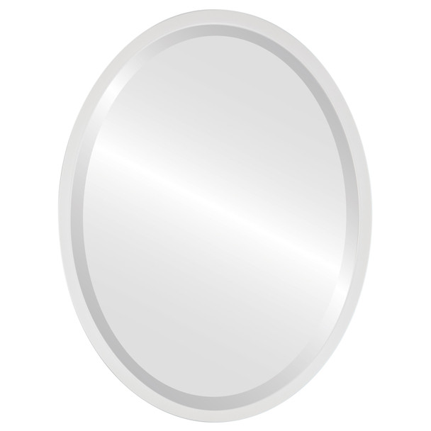 London Bevelled Oval Mirror Frame in Linen White