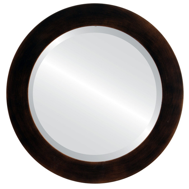 Soho Beveled Round Mirror Frame in Rubbed Bronze