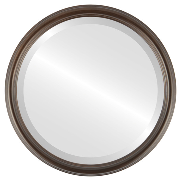 Saratoga Beveled Round Mirror Frame in Rubbed Bronze