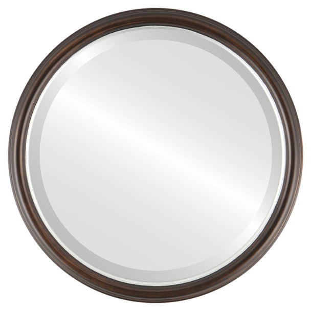 Hamilton Beveled Round Mirror Frame in Rubbed Bronze with Silver Lip