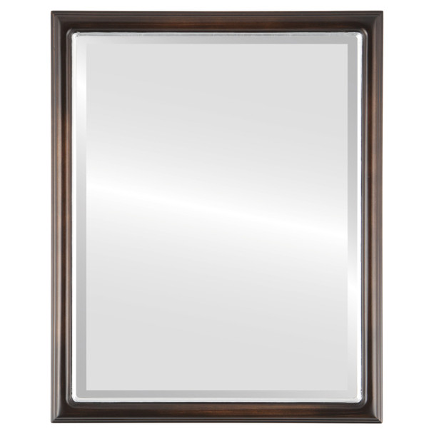 Hamilton Beveled Rectangle Mirror Frame in Rubbed Bronze with Silver Lip