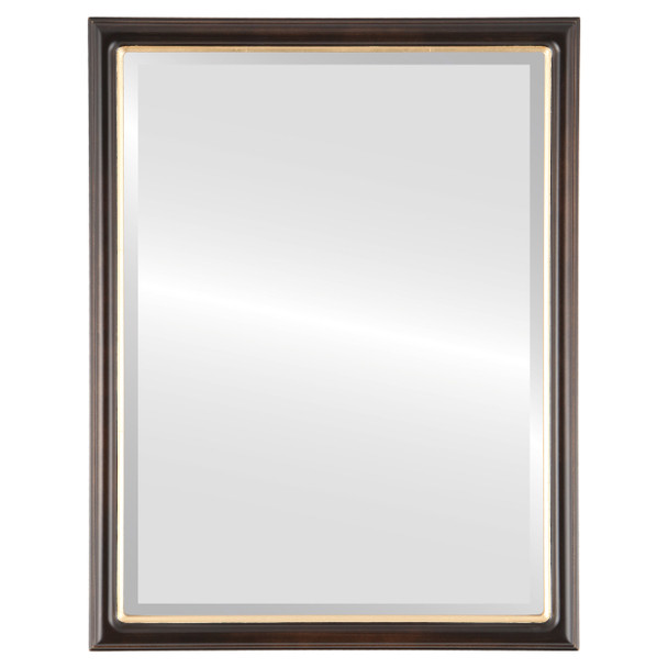 Hamilton Beveled Rectangle Mirror Frame in Rubbed Bronze with Gold Lip