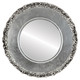 Williamsburg Flat Round Mirror Frame in Silver Leaf with Black Antique