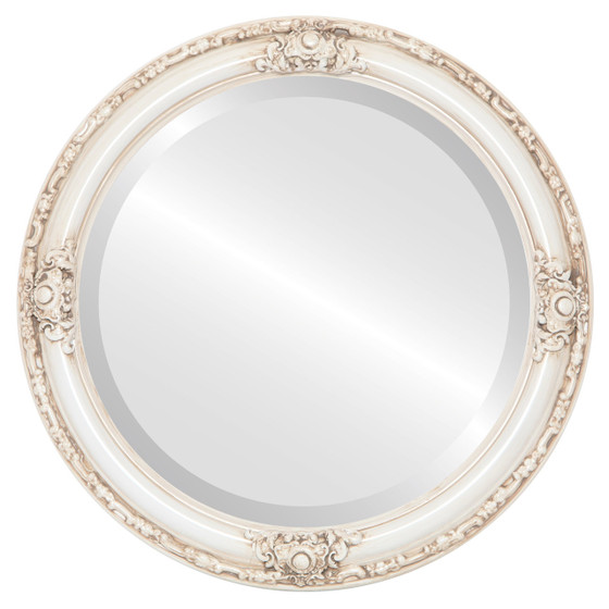 Jefferson Framed Round Mirror - Antique Gold Leaf - Wood - 14 / 16 - Simple & Modern Designs - Oval and Round Mirrors