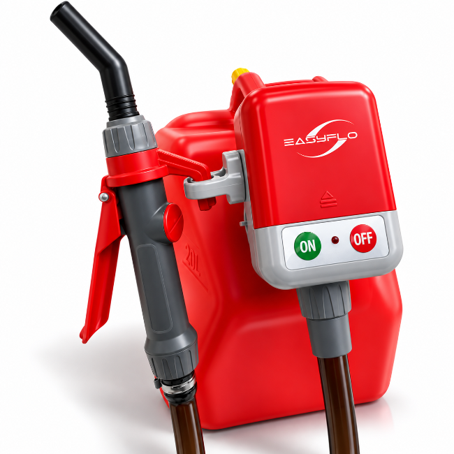 Fuel Transfer Pump with Flexible Suction Hose and Shutoff Nozzle