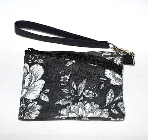 Coin Purses / HB-CP-11: Black (White Flowers)