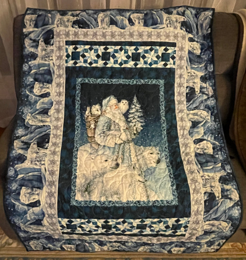 Laps and Throws / Q-LT-24: Blue Santa - Lap or Wall Hanging