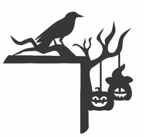 Doorway Toppers / HD-DT-27: Crow and Pumpkins (Black)