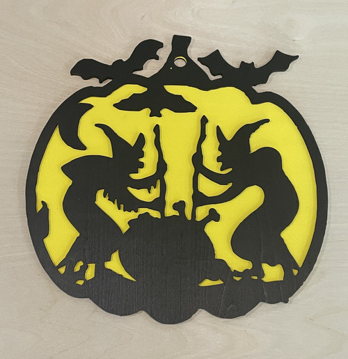 Wall Art - Halloween / SH-HWA-26: Witches Stirring Cauldron (Black / Yellow)